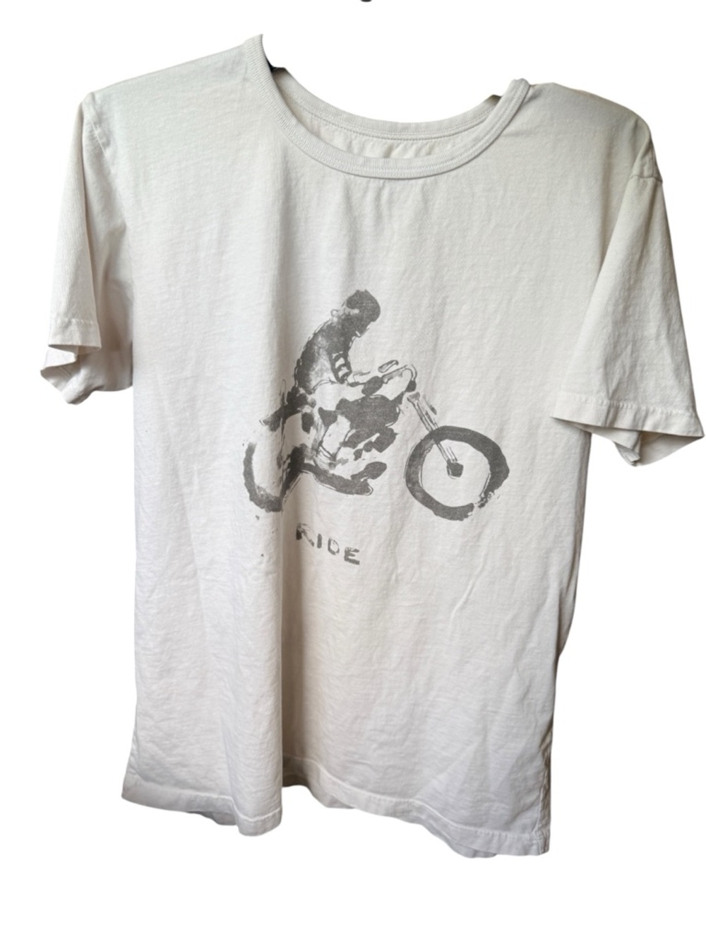 Scott White Short Sleeve Tee with Gray Motorcycle Print